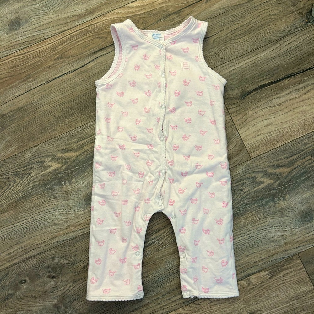 Jacadi Paris baby girl pink footless onesie baby girls size 6 months